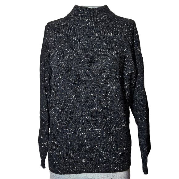 Vintage Black Metallic Knit Sweater Size Medium - Picture 1 of 4